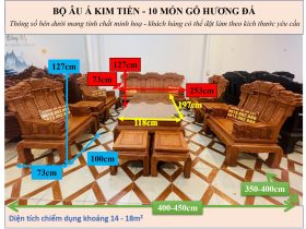 KÍCH THƯỚC BỘ ÂU Á KIM TIỀN - 10 MÓN GỖ HƯƠNG ĐÁ
