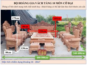 Mộc bộ bàn ghế hoàng gia vách tảng 10 món gỗ hương đá (Anh Quyết, Hà Tĩnh) 19 KÍCH THƯỚC BỘ HOÀNG GIA VÁCH TẢNG 10 MÓN CỠ ĐẠI