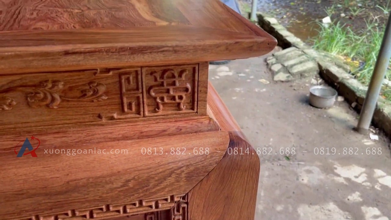 Bộ án gian thờ 2m17 gỗ hương đá hàng vip chân 16 (Lạng Sơn) 22 mẫu án gian gỗ hương đá