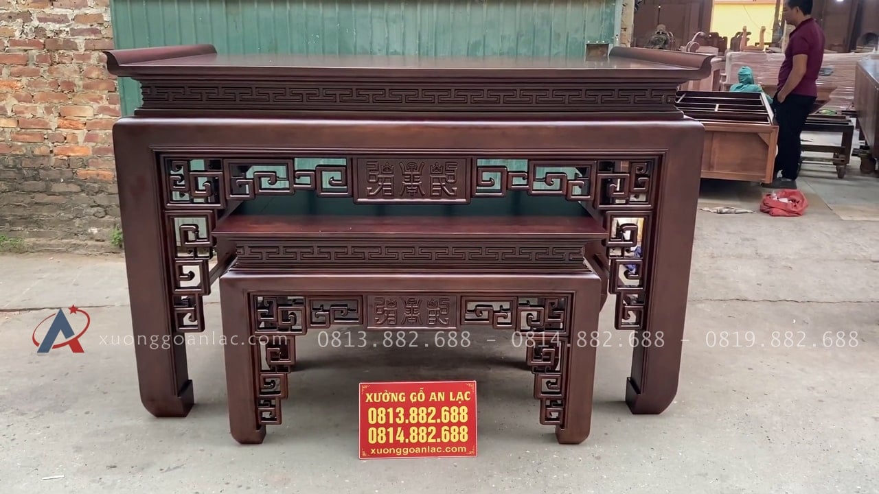 Bộ án gian thờ hàng đặt theo thiết kế 1m97 gỗ hương đá chân 14 14 bộ án gian thờ hàng đặt theo thiết kế gỗ hương đá
