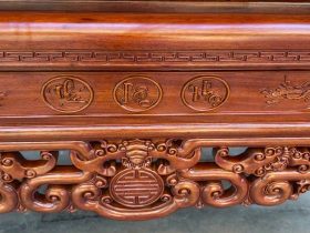 Án gian thờ mẫu như ý dạ thủng 1m97 gỗ gụ Lào chân 12 giao Điện Biên 12 yếm dạ đục chữ phúc lộc thọ