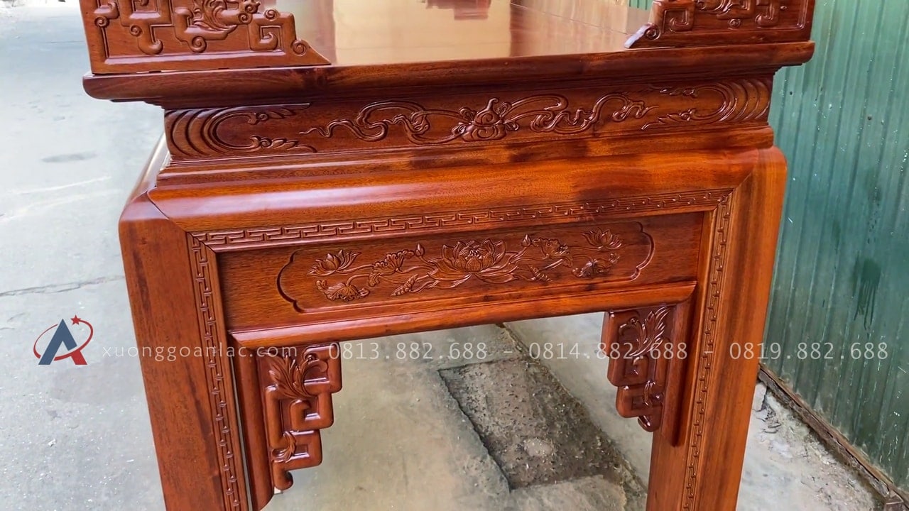 Án gian thờ mẫu như ý dạ thủng 1m97 gỗ gụ Lào chân 12 giao Điện Biên 18 Mặt hồi của mẫu án gian