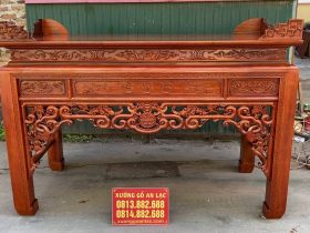 Án gian thờ mẫu như ý dạ thủng 1m97 gỗ gụ Lào chân 12 giao Điện Biên 15 mẫu án gian như ý sang trọng chất lượng