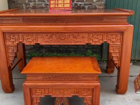 Bộ án gian thờ mẫu Triện Sen 2m17 (Thanh Hóa) 10 mẫu án gian triện sen gỗ hương đá hàng tuyển