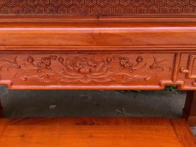 Bộ án gian thờ mẫu Triện Sen 2m17 (Thanh Hóa) 12 dạ tiền đục tranh hoa sen