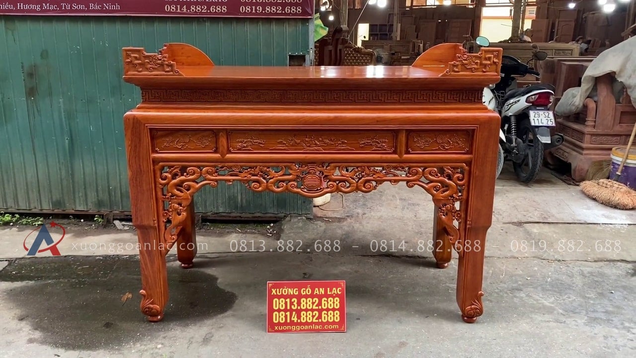 Án gian thờ như ý gỗ 1m75 hương đá chân 12 (Anh Bính - Lai Châu) 1 mẫu án gian thờ như ý gỗ hương đá