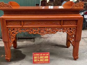 Án gian thờ như ý gỗ 1m75 hương đá chân 12 (Anh Bính - Lai Châu) 10 mặt tiền của mẫu án gian đục họa tiết