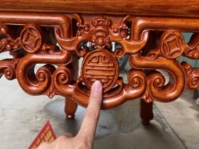 Án gian thờ như ý gỗ 1m75 hương đá chân 12 (Anh Bính - Lai Châu) 11 hình tượng dơi chữ thọ trên yếm dạ