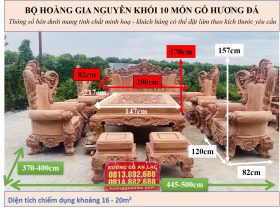 Siêu phẩm hoàng gia nguyên khối louis 10 món gỗ hương đá (Anh Hữu, Đồng Nai) 18 kích thước bỘ HOÀNG gia 10 món gỗ hương đá vip