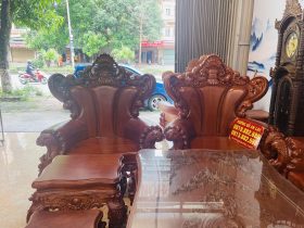 Bàn ghế hoàng gia nguyên khối 10 món gỗ gõ đỏ hàng vip (Anh Kiệt, Thanh Hoá ) 26 ghế đơn louis hoàng gia tân cổ điển