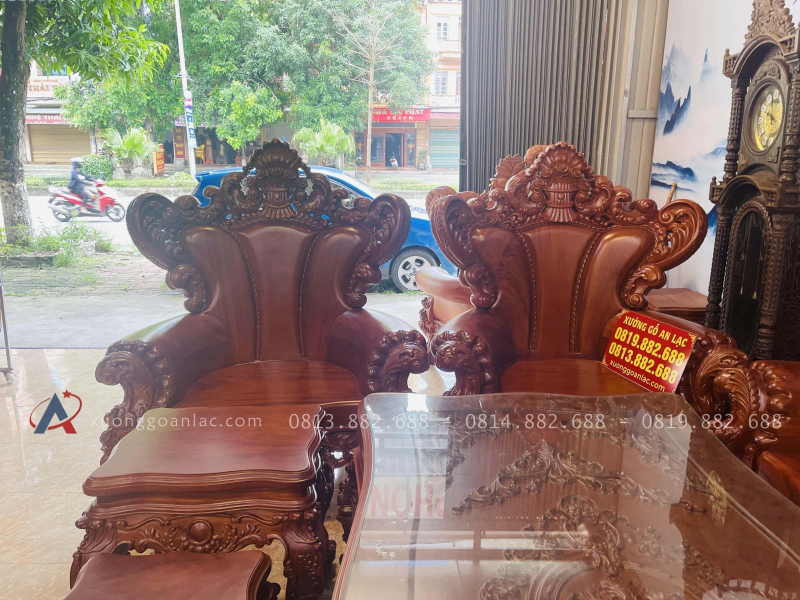 Bàn ghế hoàng gia nguyên khối 10 món gỗ gõ đỏ hàng vip (Anh Kiệt, Thanh Hoá ) 42 ghế đơn louis hoàng gia tân cổ điển