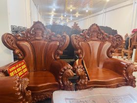 Bàn ghế hoàng gia nguyên khối 10 món gỗ gõ đỏ hàng vip (Anh Kiệt, Thanh Hoá ) 27 ghế đơn louis hoàng gia