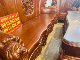 Bàn ghế hoàng gia nguyên khối 10 món gỗ gõ đỏ hàng vip (Anh Kiệt, Thanh Hoá ) 25 mặt ngồi nguyên khối 10p