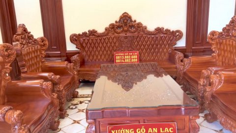 bàn ghế hoàng gia nguyên khối gỗ gõ cao cấp
