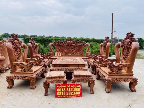 bàn ghế minh quốc nghê 10 món gỗ hương đá