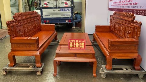 bàn ghế phù dung 4 món gỗ hương đá