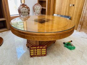 Bàn giao hoàn tất bộ bàn ăn tròn 10 ghế louis bọc đệm gỗ gõ đỏ (Anh Bắc, Hà Nội) 9 bàn ăn tròn đường kính 1m6