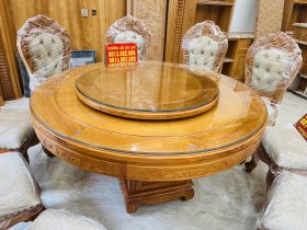 Bàn giao hoàn tất bộ bàn ăn tròn 10 ghế louis bọc đệm gỗ gõ đỏ (Anh Bắc, Hà Nội) 15 bộ bàn ăn tròn 10 ghế không tay