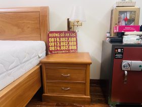 Bàn giao combo giường trơn và tủ quần áo gỗ gõ đỏ 30 mẫu tab đầu giường hiện đại
