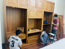Bàn giao combo giường trơn và tủ quần áo gỗ gõ đỏ 34 Mẫu tủ quần áo hiện đại