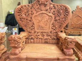 mẫu ghế đơn cửu long bát mã gỗ hương đá