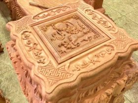 đôn góc gỗ hương đá