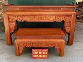 bộ án gian mẫu triện sen gỗ hương đá cao cấp