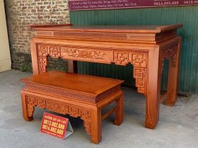 Bộ án gian mẫu Triện Sen 2m17 gỗ hương đá giao Ninh Hiệp 12 Mẫu án gian hàng cao cấp