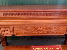 Bộ án gian mẫu Triện Sen 2m17 gỗ hương đá giao Ninh Hiệp 16 mặt tiền của mẫu án gian triện sen