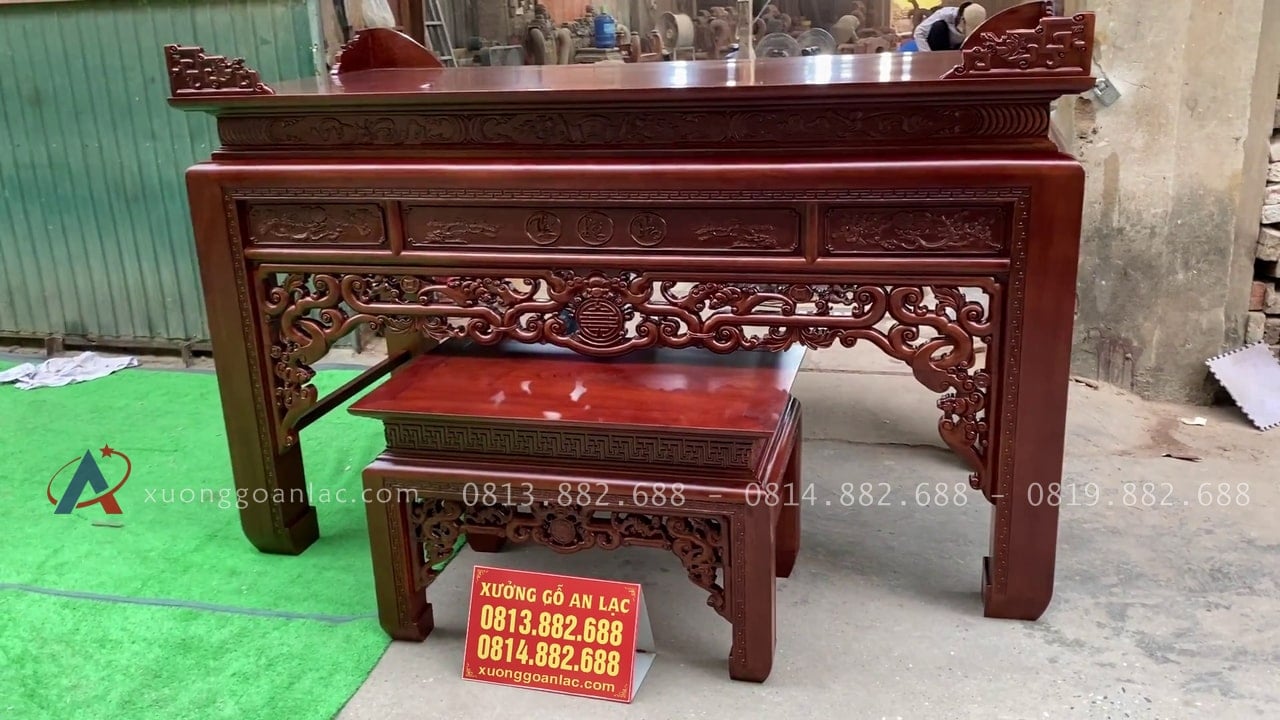 Bộ án gian thờ mẫu như ý 2m17 giao Quảng Ninh 16 án gian thờ mẫu như ý gỗ hương đá