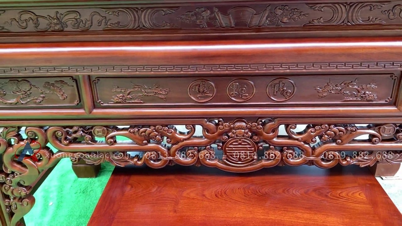 Bộ án gian thờ mẫu như ý 2m17 giao Quảng Ninh 4 dạ dày 4p đục họa tiết