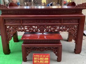 Bộ án gian thờ mẫu như ý 2m17 giao Quảng Ninh 14 bàn cơm gỗ hương đá