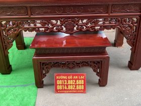 Bộ án gian thờ mẫu như ý 2m17 giao Quảng Ninh 15 bàn cơm lọng thủng gỗ hương đá