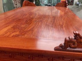 Bộ án gian thờ Như ý kèm bàn cơm 1m97 gỗ hương đá (Sơn La) 10 mặt án gian khuôn tránh liền 1 lá