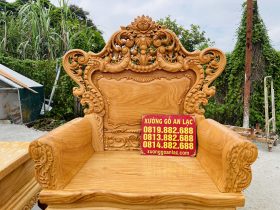 Bộ bàn ghế hoàng gia louis 10 món gỗ gõ đỏ ( Chú Quyền, Bình Định) 26 vách tựa thiết kế nổi bật
