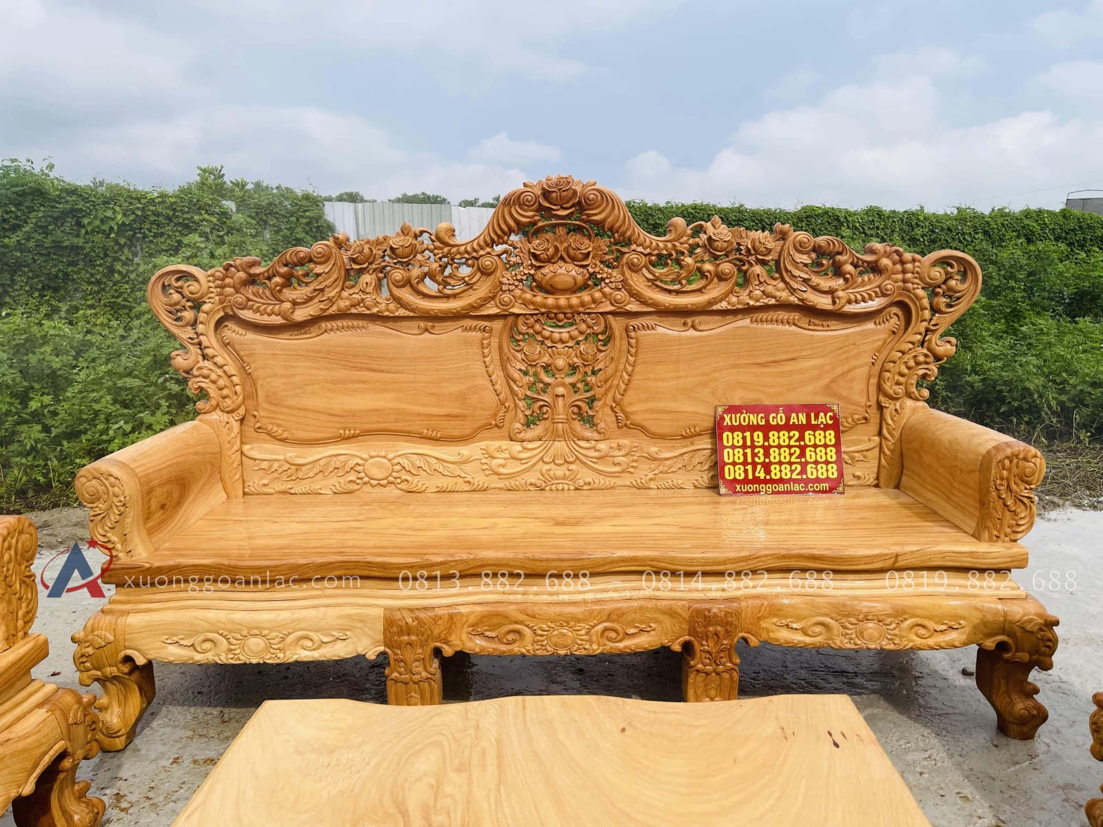 Bộ bàn ghế hoàng gia louis 10 món gỗ gõ đỏ ( Chú Quyền, Bình Định) 34 mẫu đoản dài louis hoàng gia sang trọng