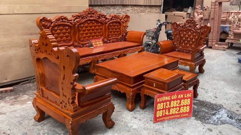 bàn ghế louis hoàng gia gỗ gõ đỏ