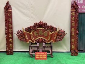 Nội thất phòng thờ 29 bộ cuốn thư câu đối gỗ gụ Lào đục tay cao cấp