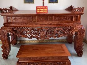 bộ sập thờ mai điểu chân 24 gỗ hương đá