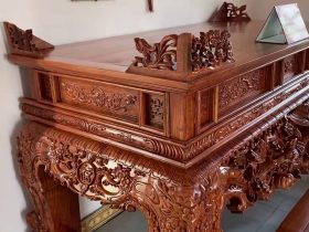 Bộ sập thờ Mai Điểu 2m17 chân 24 (Phố Thắng - Bắc Giang) 9 mẫu sập gỗ hương đá