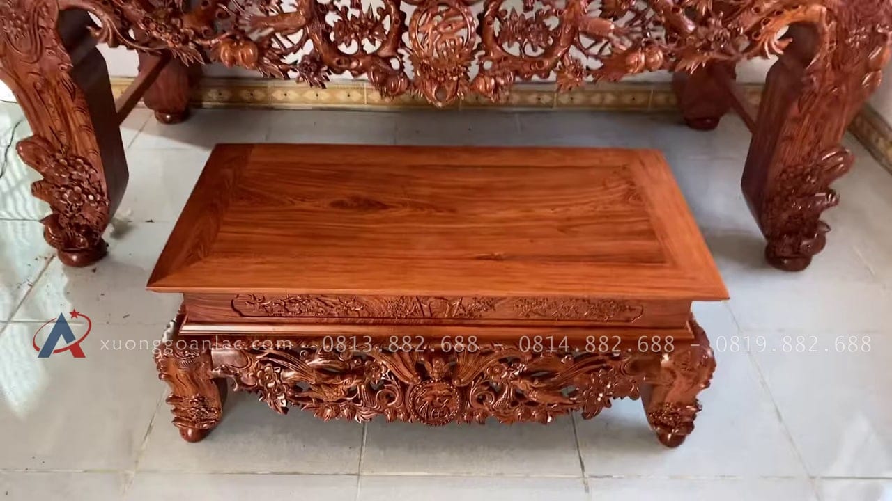 Bộ sập thờ Mai Điểu 2m17 chân 24 (Phố Thắng - Bắc Giang) 15 bàn cơm gỗ hương đá