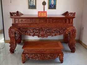 Bộ sập thờ Mai Điểu 2m17 chân 24 (Phố Thắng - Bắc Giang) 11 combo sập thờ và bàn cơm