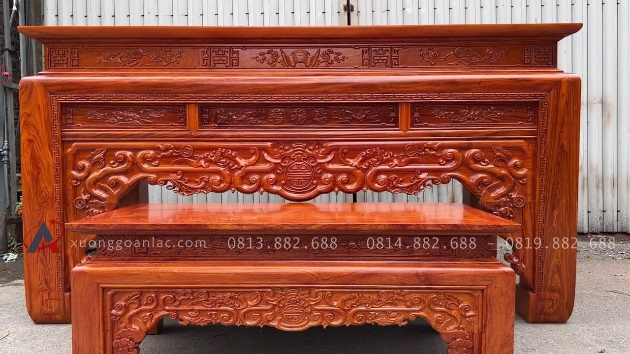 Combo án gián thờ gỗ hương đá chân 16 (Nghệ An) 15 mẫu án gian hàng đại