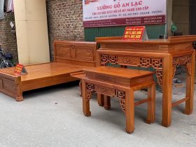 combo án gian thờ gỗ gụ và giường ngủ chữ X