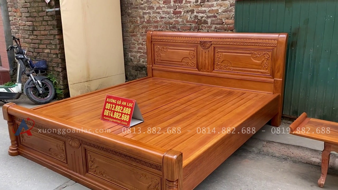 Combo án gian thờ gỗ gụ Lào + giường ngủ mẫu chữ X gỗ gõ đỏ 35 Mẫu giường chữ X gỗ gõ đỏ