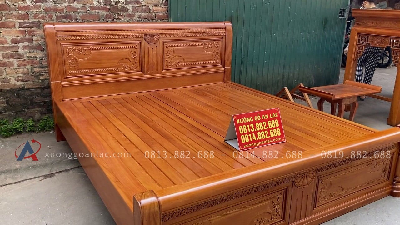 Combo án gian thờ gỗ gụ Lào + giường ngủ mẫu chữ X gỗ gõ đỏ 37 giường ngủ dát phản nan