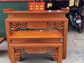 Combo án gian thờ gỗ gụ Lào + giường ngủ mẫu chữ X gỗ gõ đỏ 18 mẫu bàn con gỗ gụ Lào