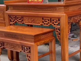 Combo án gian thờ gỗ gụ Lào + giường ngủ mẫu chữ X gỗ gõ đỏ 19 mẫu bàn con tiện dụng