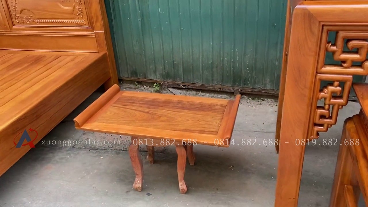 Combo án gian thờ gỗ gụ Lào + giường ngủ mẫu chữ X gỗ gõ đỏ 34 bàn treo nhỏ gỗ gụ