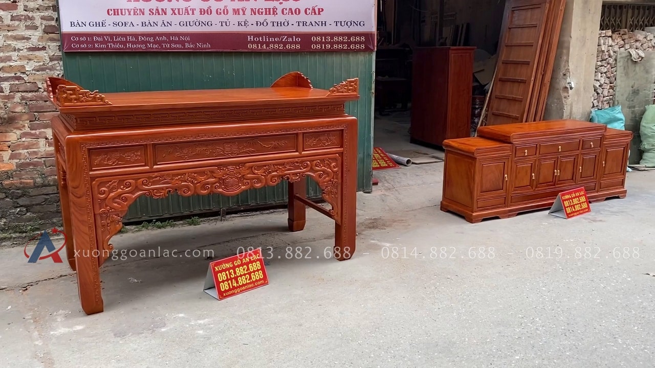 Combo án gian thờ và kệ tivi gỗ gõ đỏ cao cấp (Củ Chi - HCM) 30 combo án gian và kệ tivi gỗ gõ đỏ cao cấp